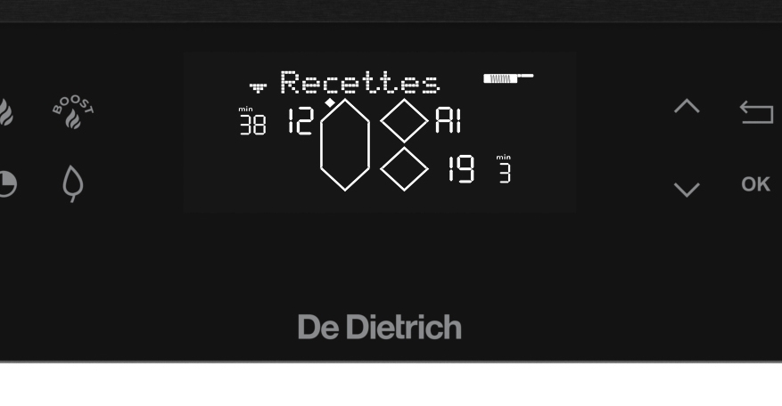 Bílý LCD displej varné desky De Dietrich DPI4431H